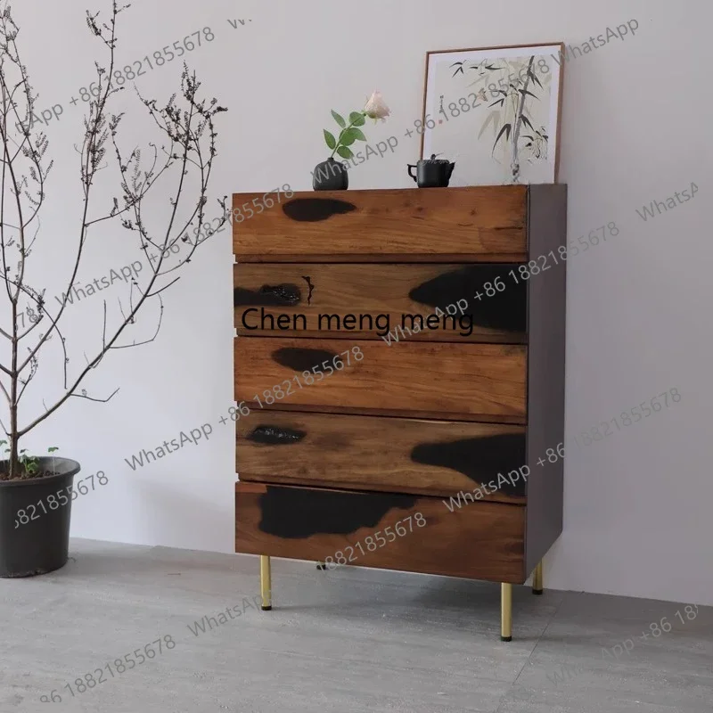H Stunned Wind Oil Painting Multi-bucket Entrance Cabinet Drawer Storage Living Room Bedroom Edge Cabinet