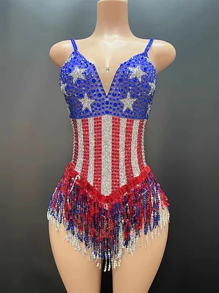 

High Quality Hot Stamping Tassel Sexy Suspender Color Blocked Jumpsuit 2024 New Fashion Custom Women'S Clothing
