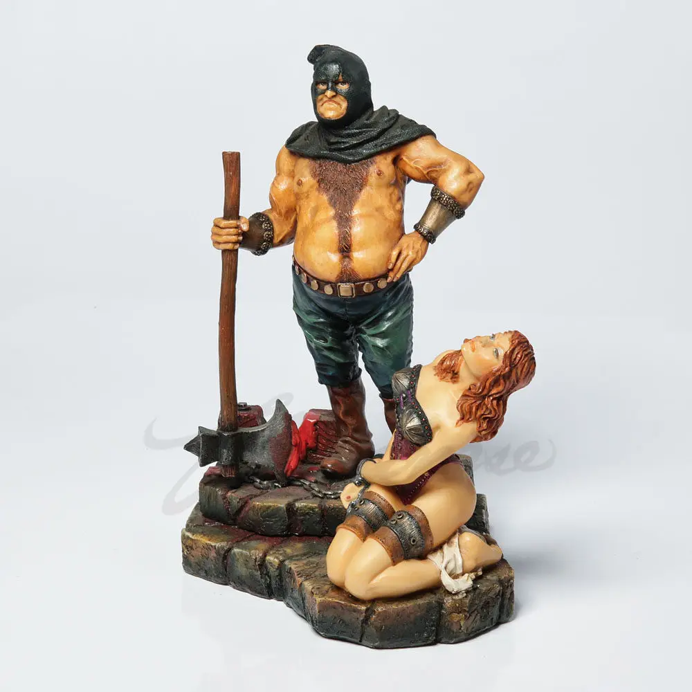 The Pit and the Pendulum Inspired Sculpture Vintage Medieval Torture Chamber Statue Hand-Painted Resin Art for Gothic Interior
