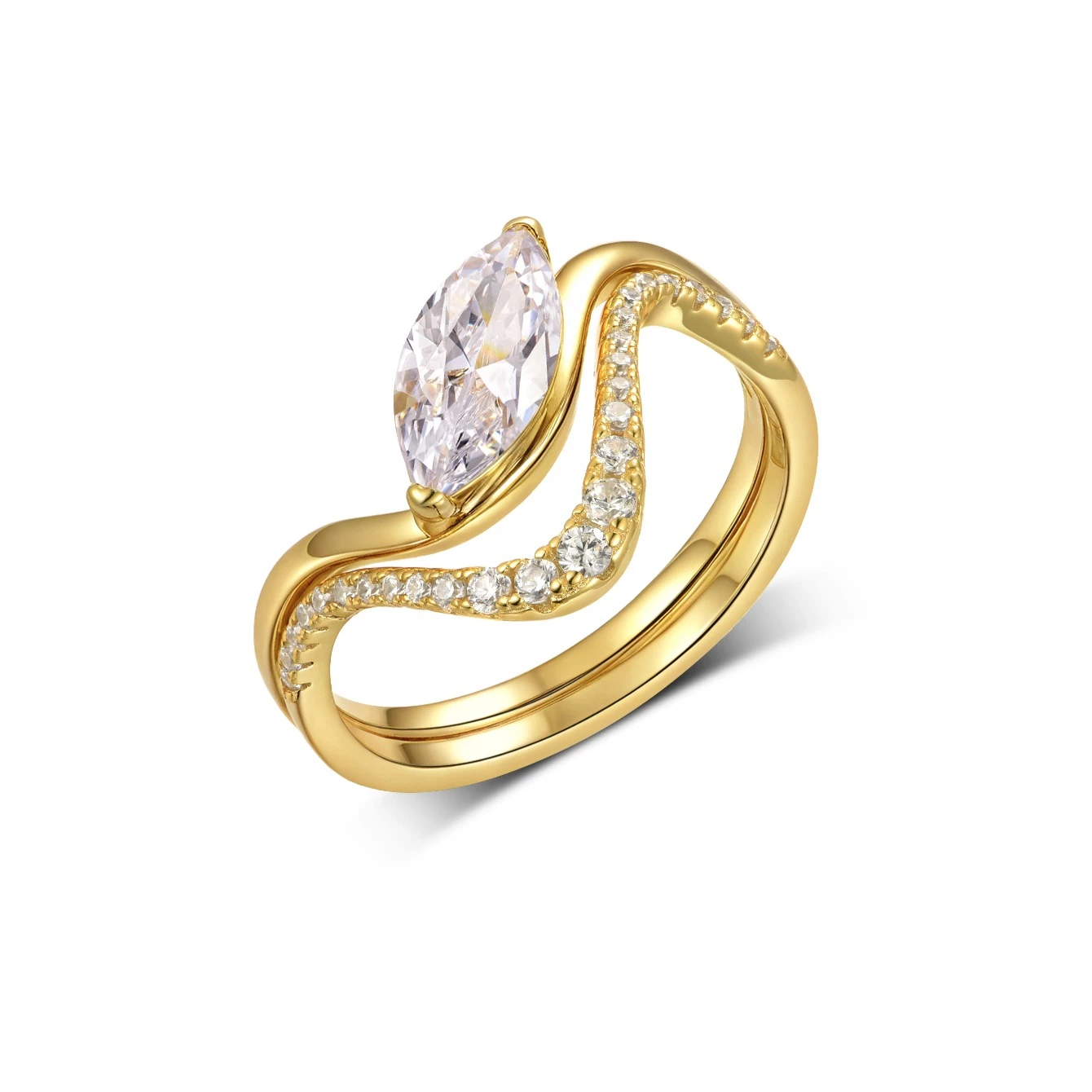 

Набор колец из стерлингового серебра 925 пробы 1 карат с муассанитом маркизы, ювелирные изделия, позолоченные 18 карат, подходит для подарка на день рождения