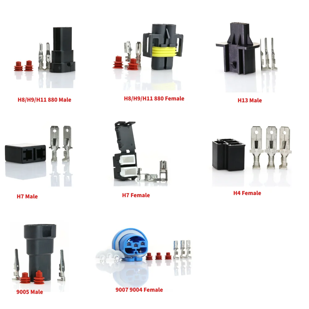 10pairs Male Female Ceramic Connector Socket Adapter Bulb Holder Male Headlight H13 9005 9006 H7 H8 H8 H11 HID Connector