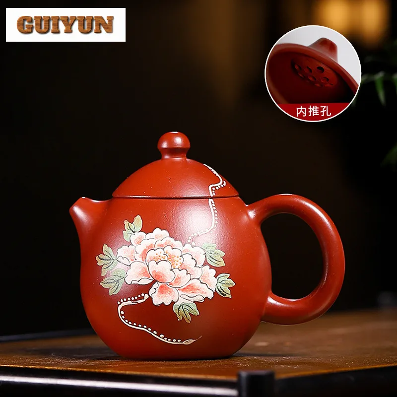 

100ml Classic Yixing Purple Clay Teapots Handmade Colored Drawing Dragon Egg Pot Raw Ore Dahongpao Mud Kettle Zisha Tea Set Gift