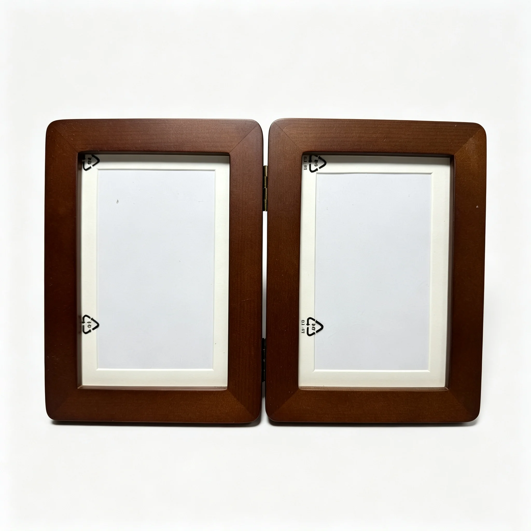 Double Folding Wooden Photo Frame 2 Panel Picture Frame Tabletop Display Brown Imitation Wood Collage Frame Home Desktop Decor
