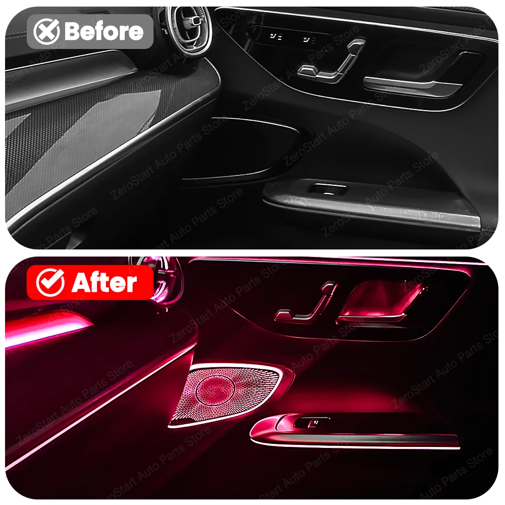 64 Colors LED Metal Speaker Cover Speaker Horn Refit Auto Parts Decorative Lamp for Mercedes Benz C-class GLC W206/X254 Car