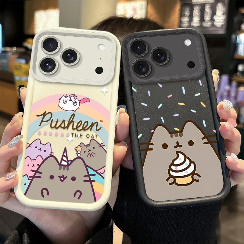 Cute P-Pusheens Cat Cartoon Case For iPhone 17 Air 16E 16 15 14 Plus 13 12 11 Pro Max XR SE 2020 SE4 7 8 Soft Silicone Cover