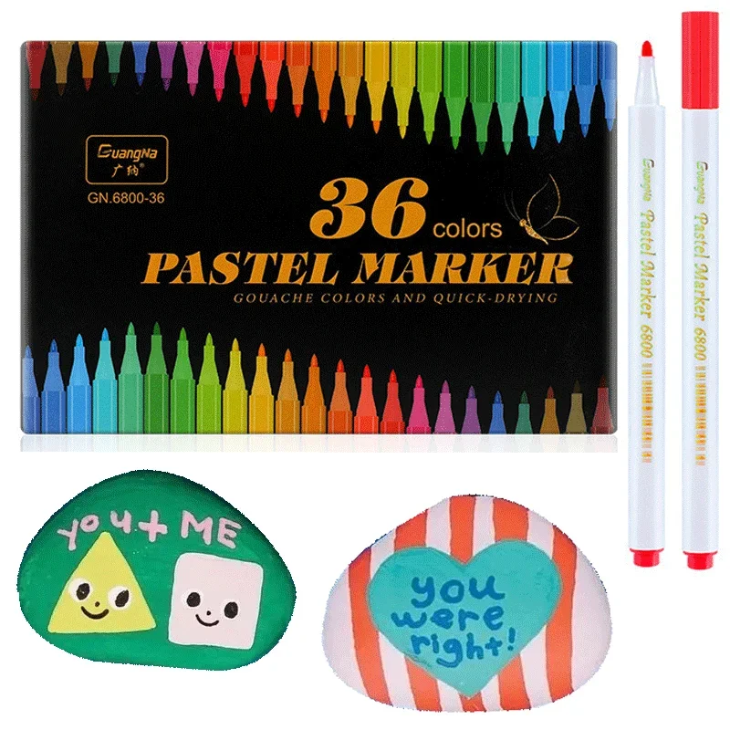 12/36 Pastel Colors Acrylic Paint Pen Markers for Rock Stone Egg Easter Decorations Ceramic Extra Fine Tip Art Painting Supplies