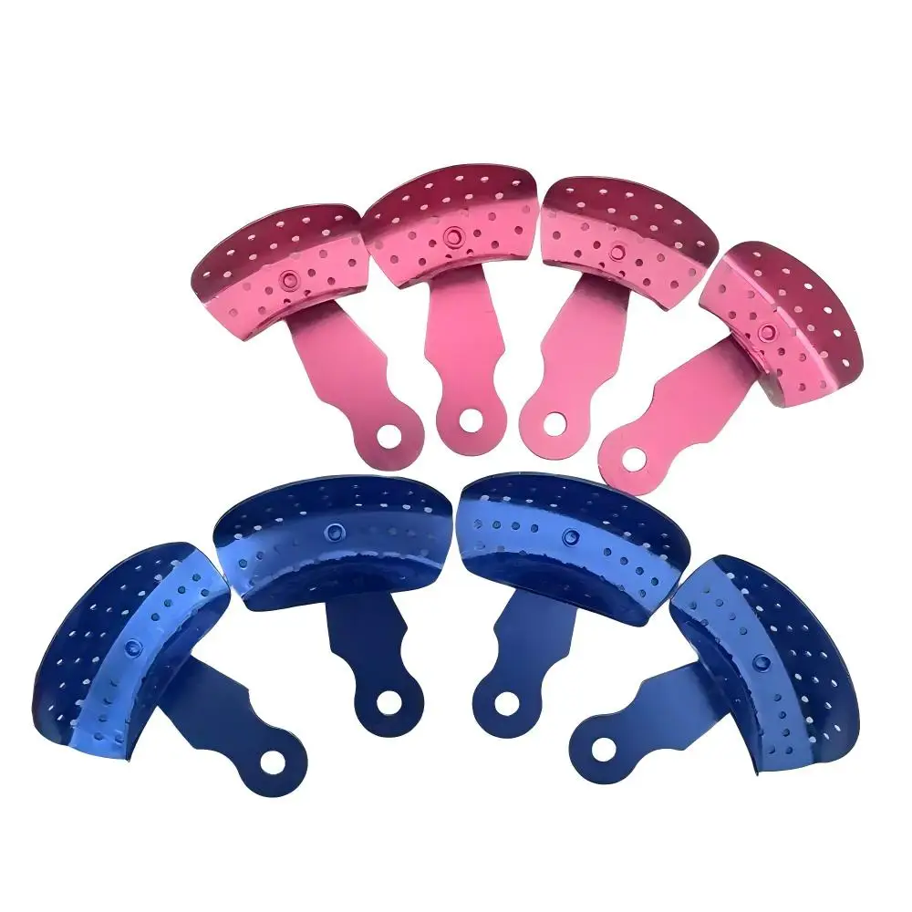 4Pcs Autoclavable Dental Aluminum Impression Tray, Rotatable Adjustable Perforated Tray for Adult & Child Oral Dentistry Tools