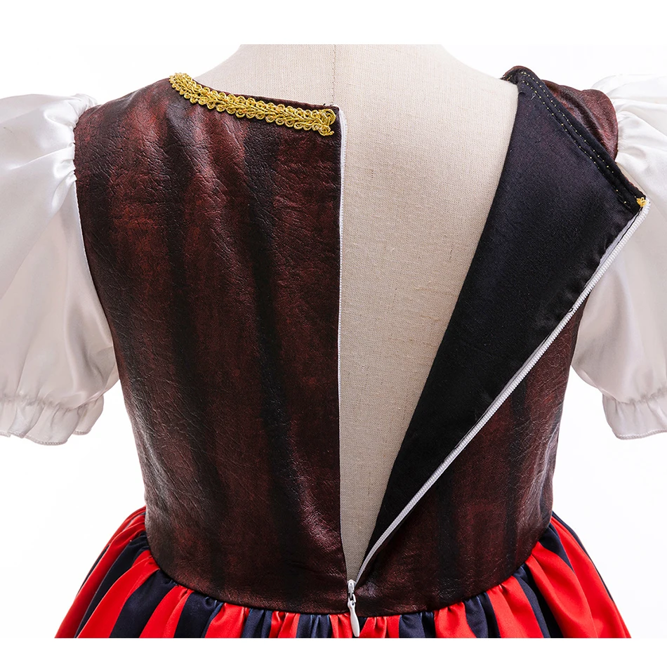 Halloween Girls Pirate Dress Cosplay Carnival Party Pirate Role Play Suit With Headscarf Kids Stage Performance Clothing image 5
