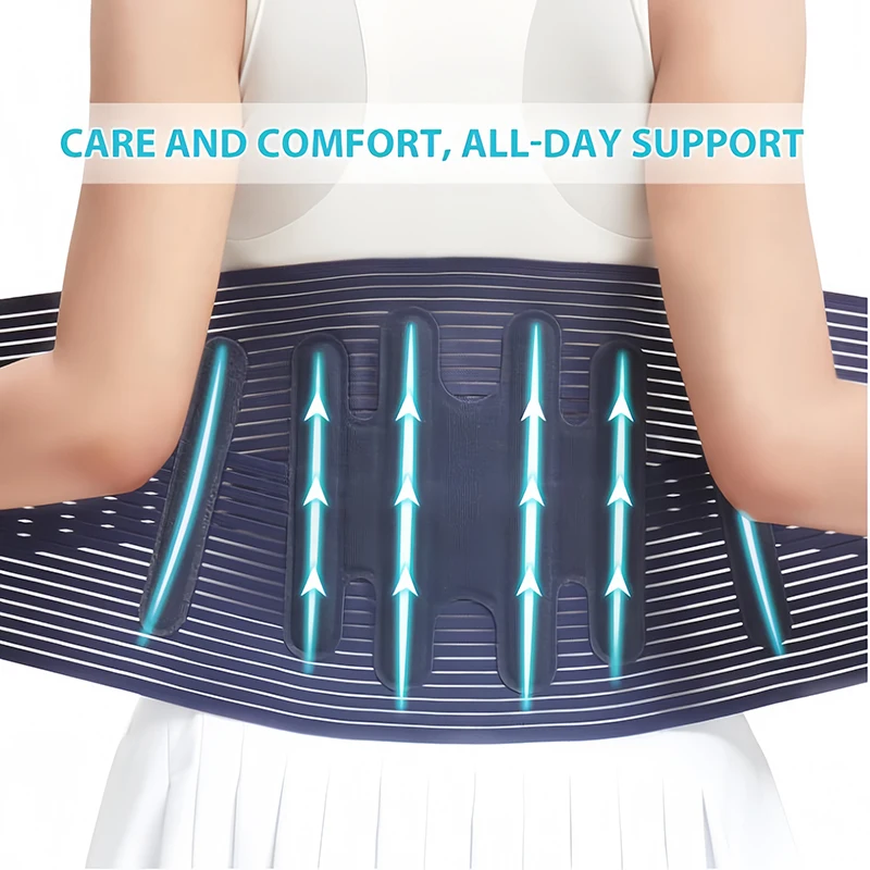 Waist Support Belt with 6 Stays Orthopedic Lumbar Belt Lower Back Brace for Herniated Disc Sciatica Gym Back Pain Relief