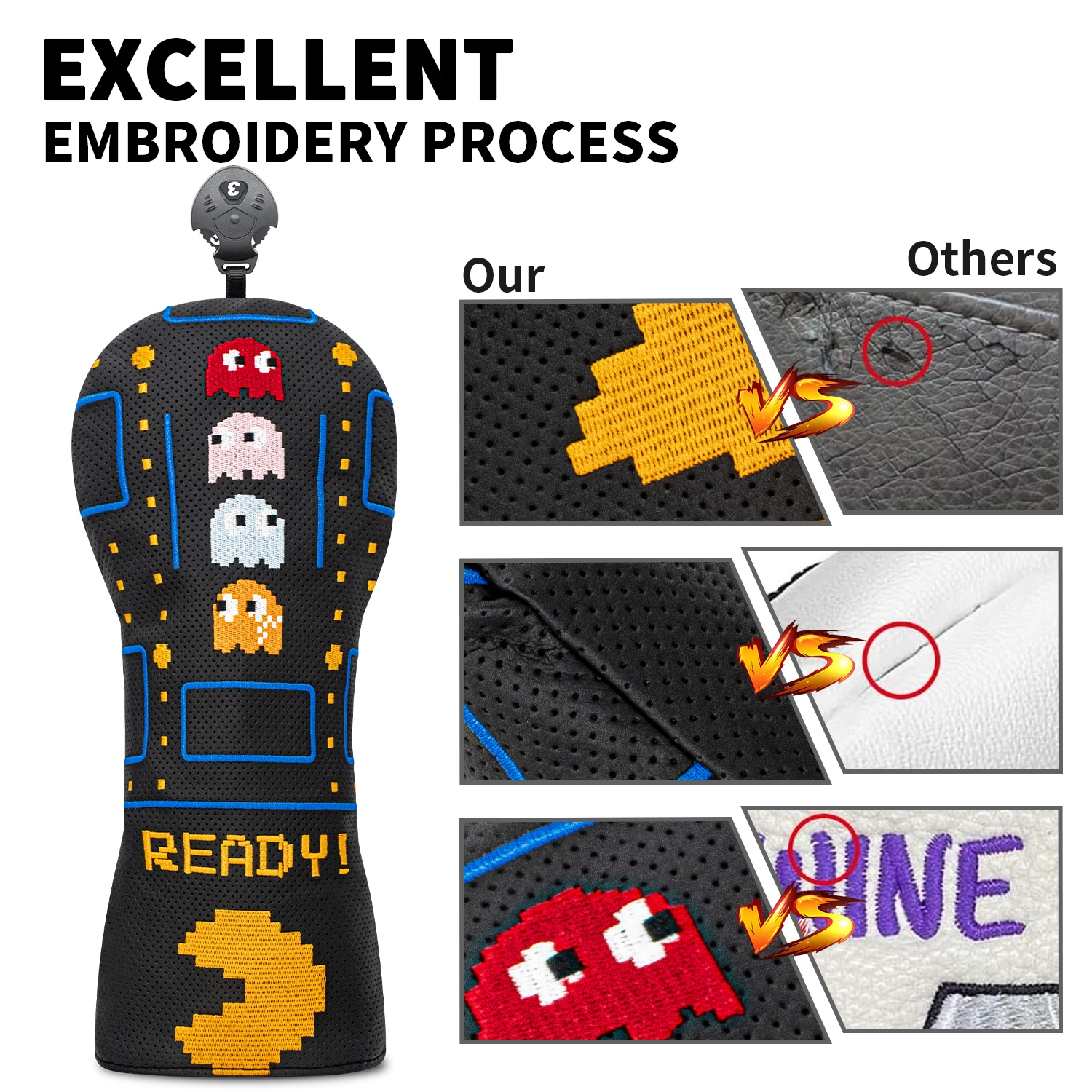 غطاء حماية لنادي الجولف، تصميم بنمط قزم وحش، غطاء رأس من مادة مقاومة للغبار ومتينة، ملحقات الجولف #6