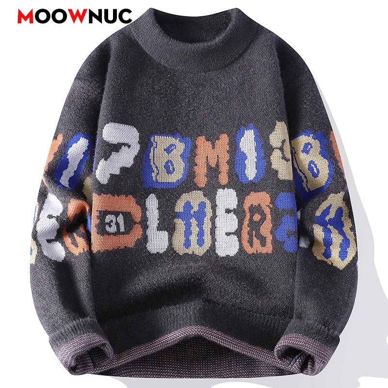 

Men's Solid Knit Pullover Sweater New Men Clothing Warm Casual Fashion Streetwear for Spring Autumn Hombre Male Sweat-shirt
