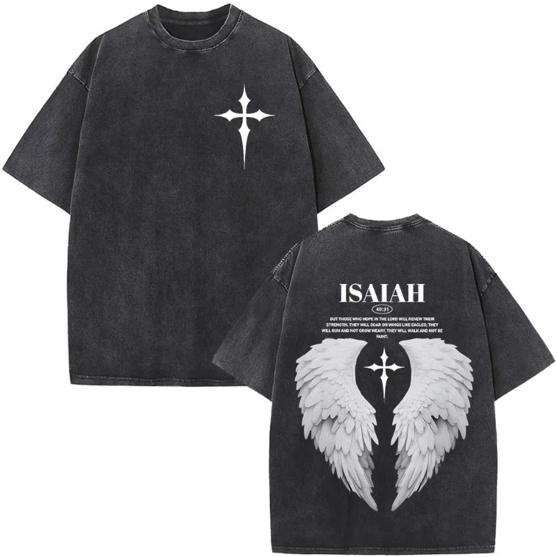 Christian Jesus Faith Over Fear Bible Verse Washed T-shirts Men Women Fashion Vintage Oversized T Shirts Harajuku T-shirt