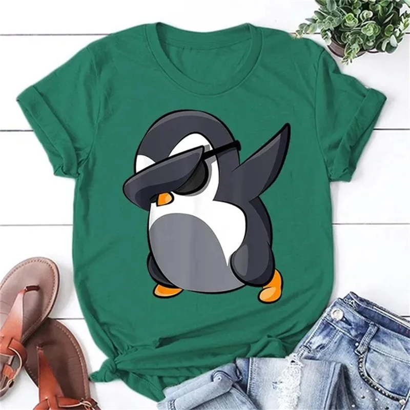 T-shirt manches courtes homme et femme, estival et décontracté, avec impression de Dab Penguins, de haute qualité