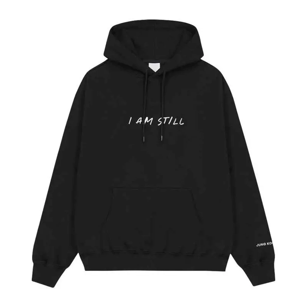 kpop ins STAR Letter i am still Print Black Hoodie Women Men Autumn Sweatshirt Pullover Hoody Kpop Clothes For Youth Fans