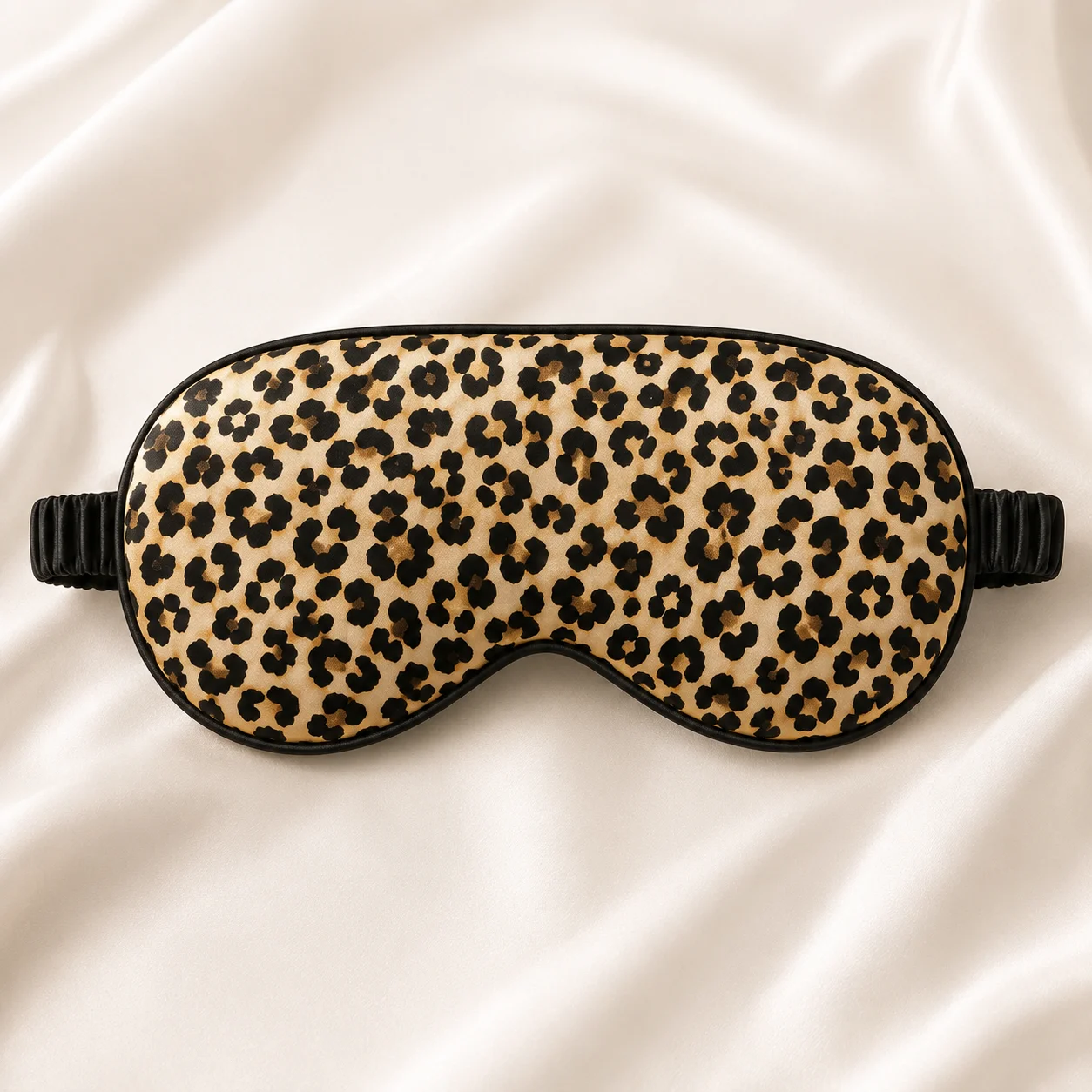 Leopard Print Satin Sleep Mask for Women, Soft Light Blocking Eye Cover with Elastic Strap for Travel, Home, Nap & Night Sleep