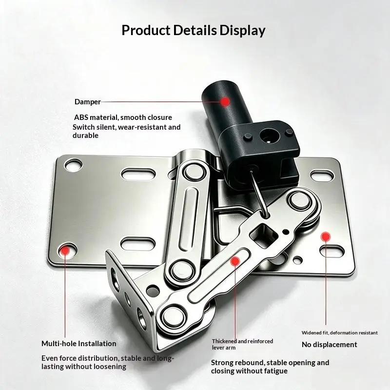 1Pair 45 Degree Flip Down Door Hinges Soft Close Buffer Durable Steel For Cabinets Wardrobes