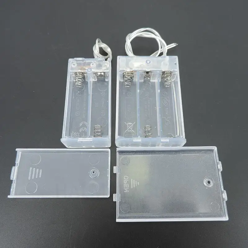 1pcs 2/3 AA Battery Holder Box Case with Switch 2AA 3AA 3V 4.5V Battery Holder Box Case with Lead Transparent Box J17