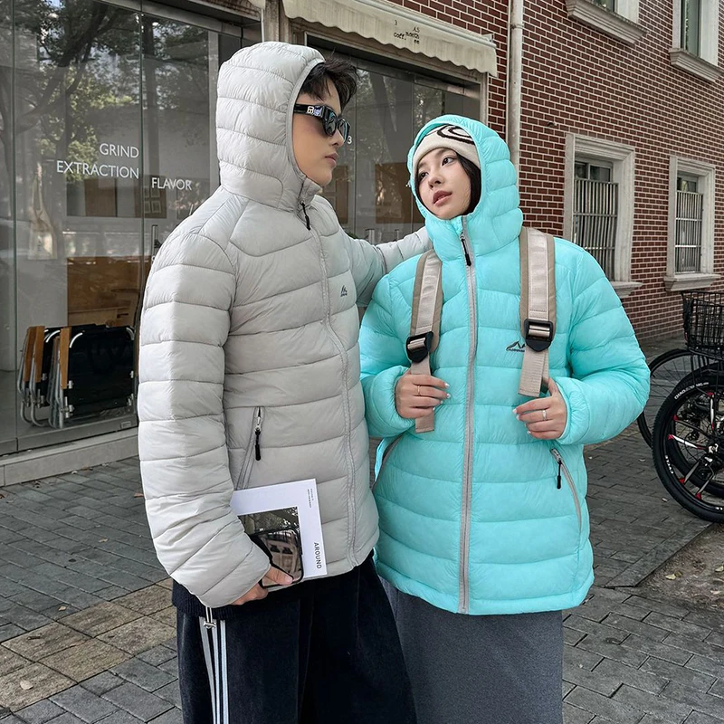 

Winter Muti-Color Couple Down Cotton Jacket Trend Embroidery Zipper Hooded Parka Coat Korean Versatile Lightweight Parkas Unisex