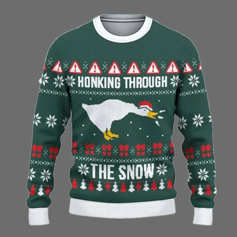 2026 متعة البط والأوز الكرتون ثلاثية الأبعاد مطبوعة سترة قبيحة الأسرة حفلة عيد الميلاد هوديي المتضخم الكبار الخريف/الشتاء #3