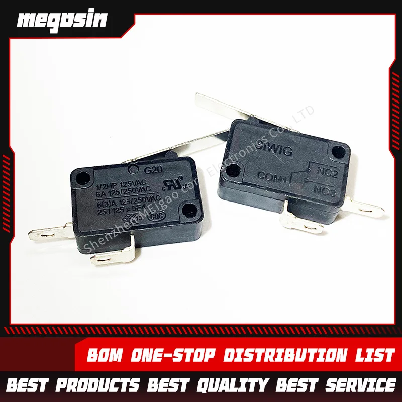1~5pcs/lot Micro switch G20 normally open 2-pin 6A 250V limit contact switch with pressure handle