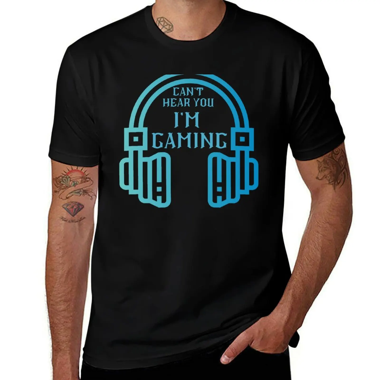 Can't Hear You I'm Gaming, Funny Gamer Headset Can't Hear You I'm Gaming T-Shirt Casual Holiday Short Sleeve Tee