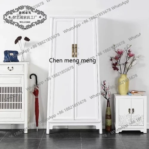 Simple Chinese noodle cabinet antique wardrobe neoclassical locker new Chinese solid wood white