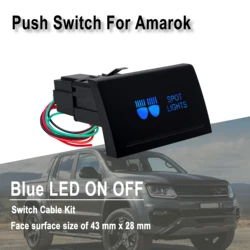 Blue LED Push Button Switch (12V 3Amp) - SPOT LIGHTS ON-OFF for Volkswagen Amarok Top Panel (2010-2016) Direct Replacement