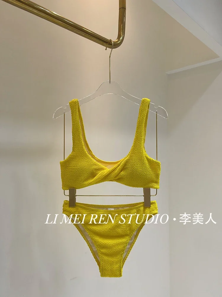 New Vacation sexy white yellow bikini split swimsuit for women