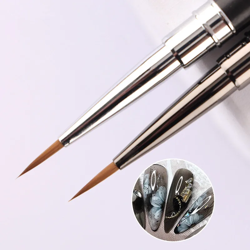 1/2PCS Sandalwood Handle Kolinsky Nail Liner Brush Nail Painting Pen Acrylic UV Gel Brushes Crystal Manicure Tool Nail Brush