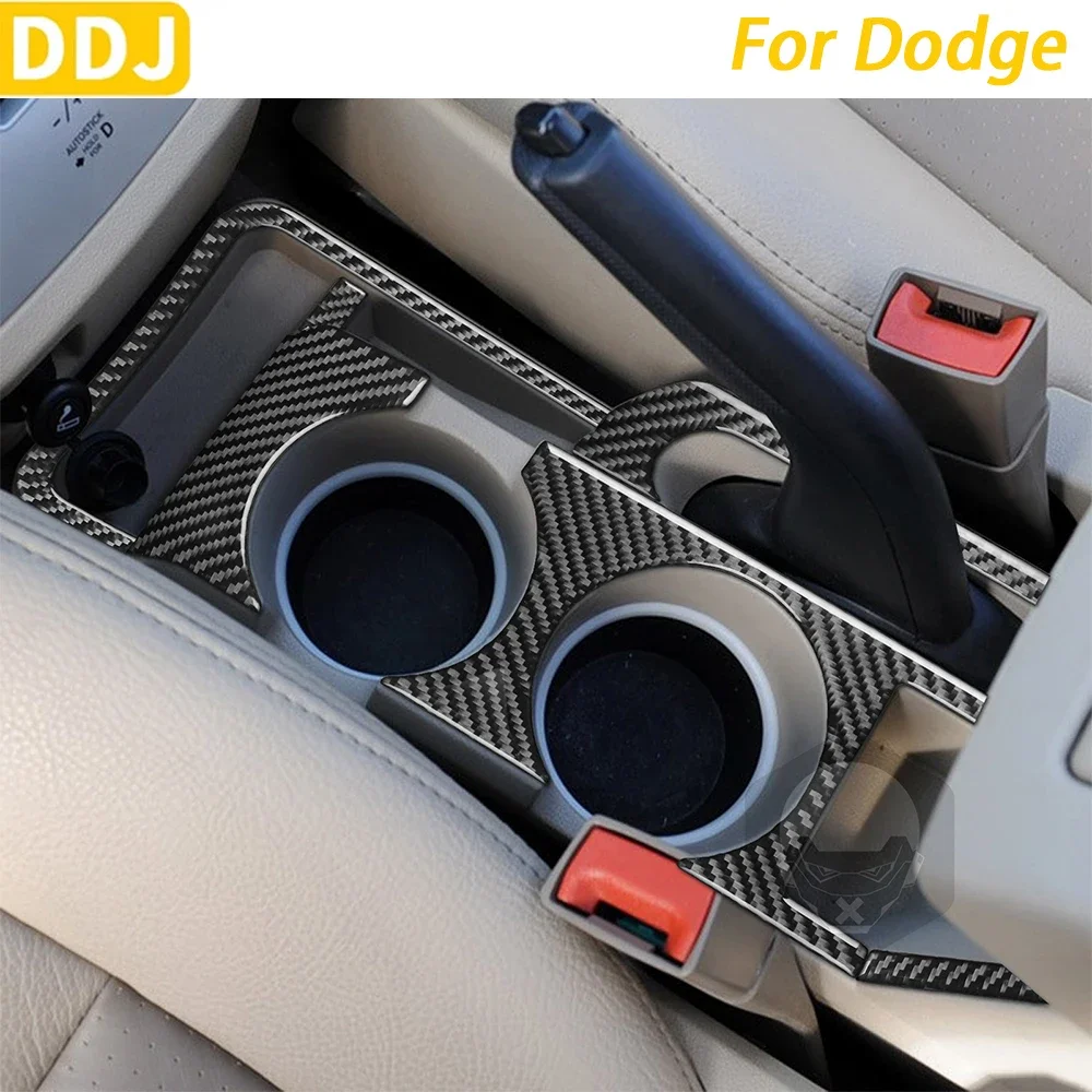 For Dodge Caliber 2007 2008 Carbon Fiber Central Water Cup Holder Panel Trim Cover Car Interior Decoration Accessories Sticker