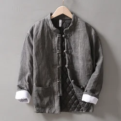 Enlarge Very Thick Warm Designer Chinese Italy Quality Linen Brand Coat For Men Fashion Jackets Top Abrigos Jaqueta Masculina