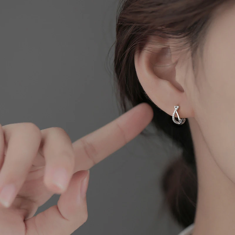 925 Sterling Silver Zircon Cross Geometric Hoop Earrings For Women Classic Fine Jewelry Light Luxury Niche Accessories