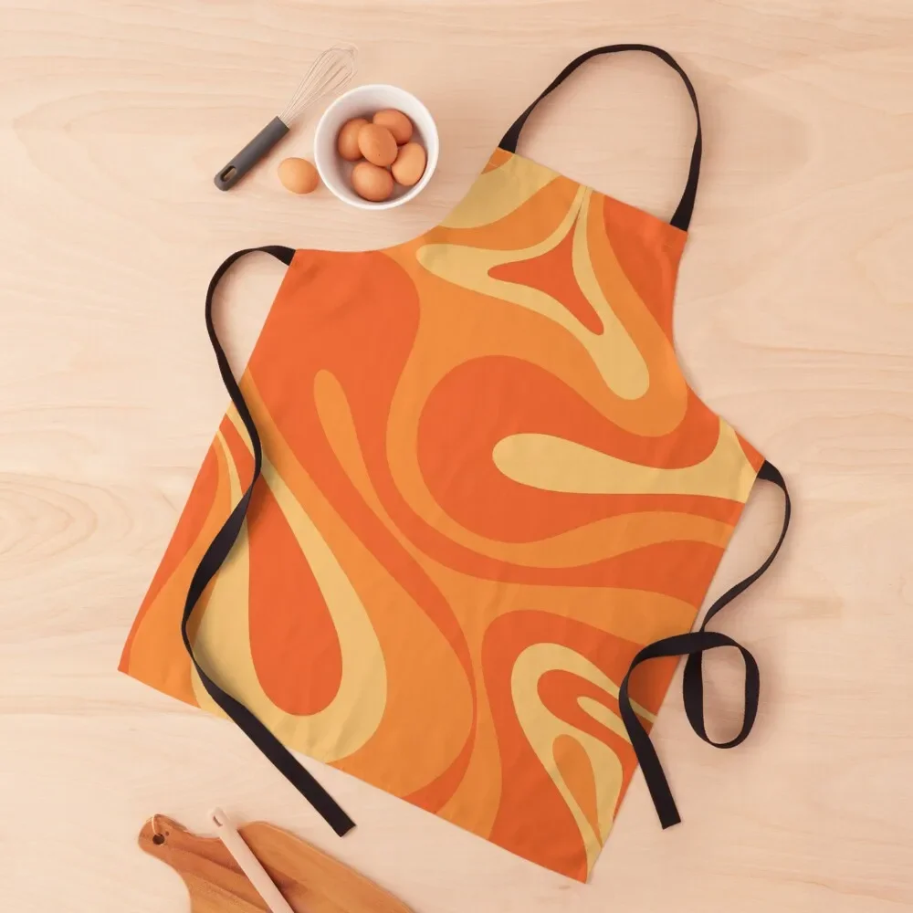 Mod Swirl Retro Abstract Pattern Orange Tangerine Yellow Apron Waterproof Kitchen For Women carpenter Apron