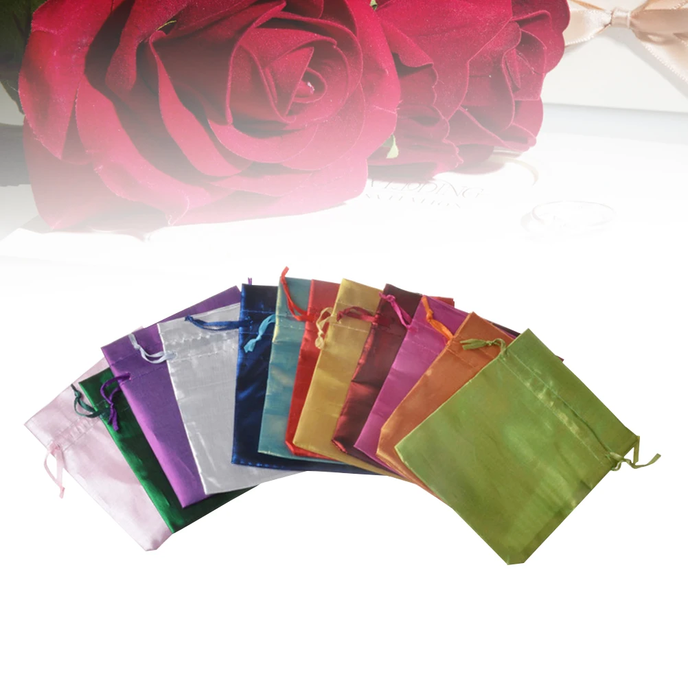 20pcs Satin Drawstring Bag 10X12Cm Gift Pouch For Wedding Party Favors Jewelry Storage Reusable Small Parts Organizer Party