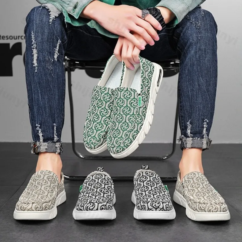 Men's Fashion Trend Casual Shallow Mouth Single Shoes 2025 Autumn New Style Mesh Breathable Comfortable Slip on Chunky sneakers
