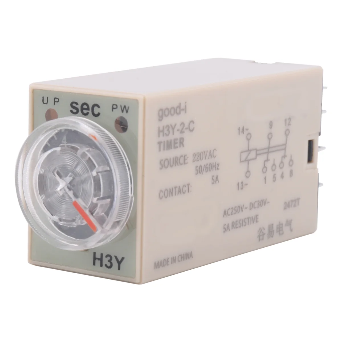 10S หน่วงเวลารีเลย์ H3Y-2 AC 220V 8 PIN ปรับลูกบิดควบคุมรีเลย์สําหรับไฟฟ้าในครัวเรือนระบบ