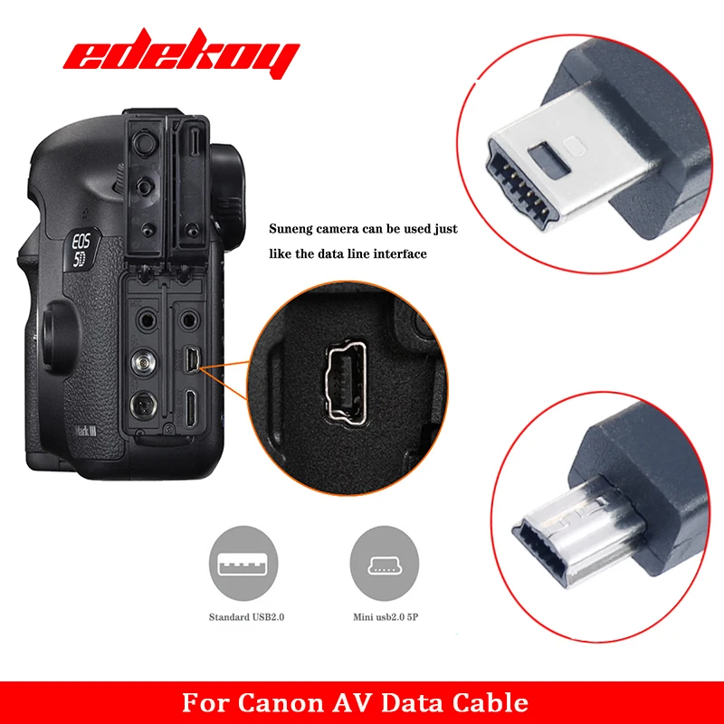 Kabel wideo Canon AVC-DC400ST, kabel RCA Audio wideo do Canon EOS 1D, 1D X, 500D, 550D, 5D Mark III, 600D, 60D, 650D, 700D 7D