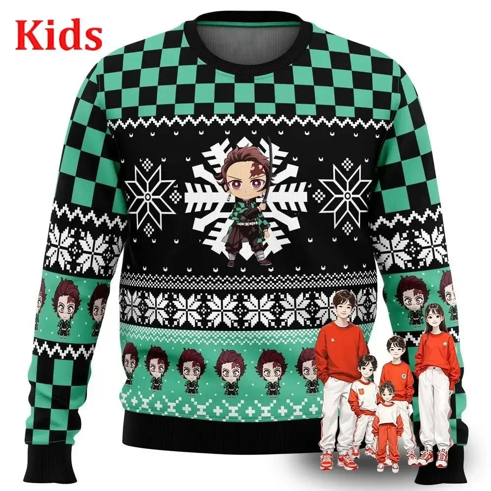 Fire Rengoku Demon Slayer Christmas Sweater Christmas Sweater Gift Santa Claus Pullover Kids 3D Sweatshirt And Top Autumn And