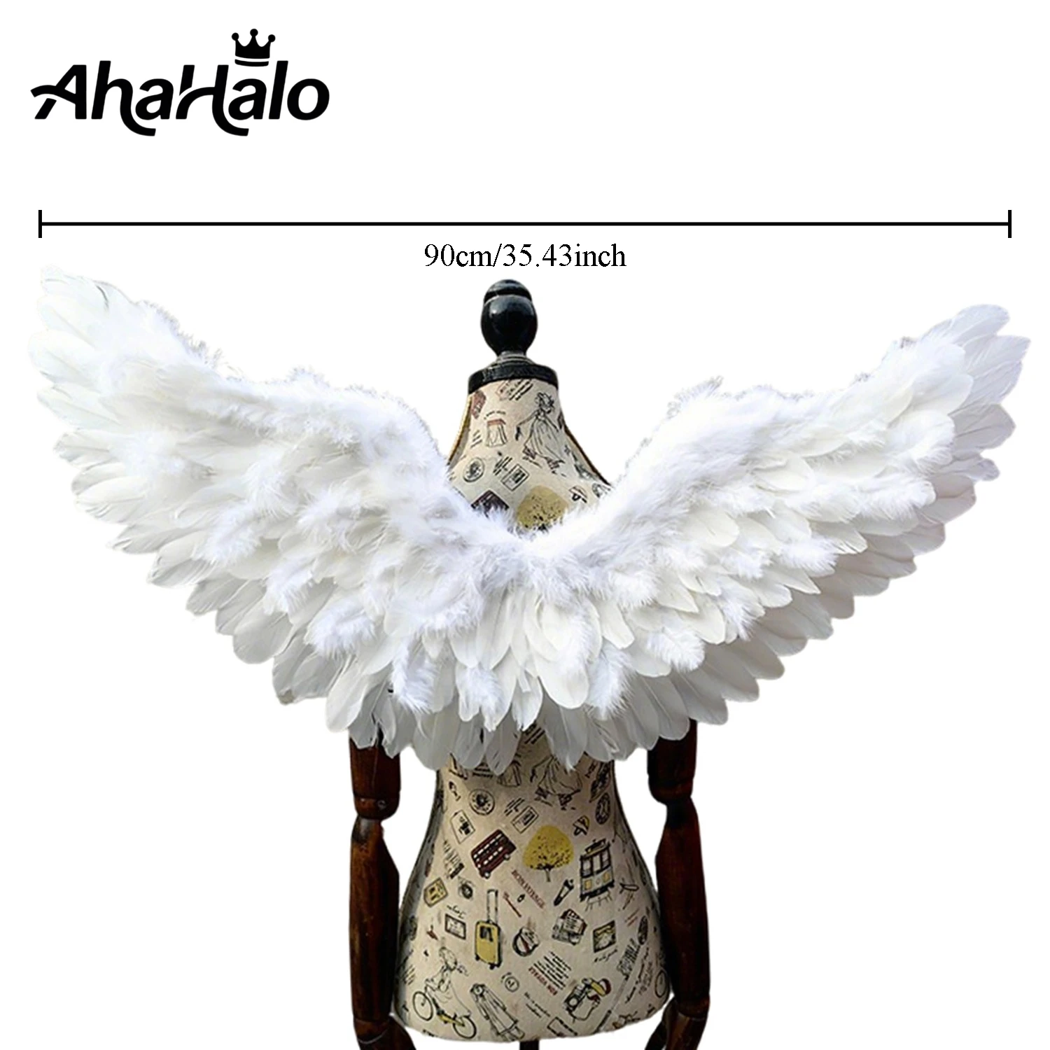 Large Angel Wings and Halo Adult Feather Angel Wings Costume for Women Halloween Cosplay Costumes Halo Included Feather Wing