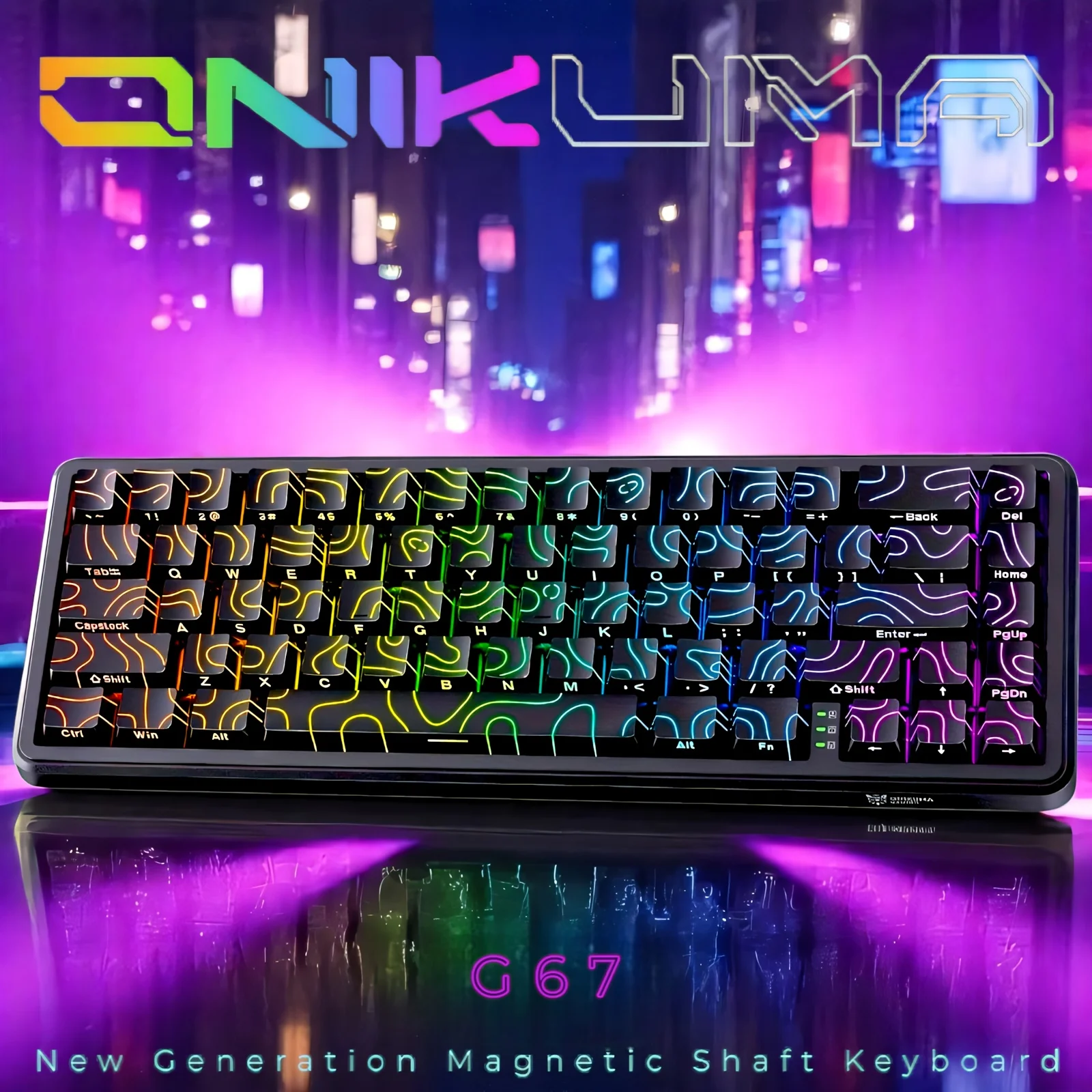 ONIKUMA G67 60% Custom Magnetic Keyboard | 0.01mm Rapid Trigger, 8K Hz, ARGB, HE/TMR Switches for Esports Gamers