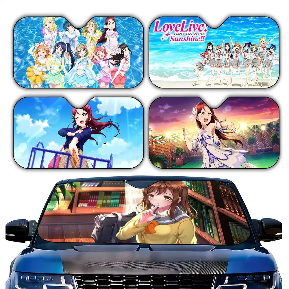 الحب لايف صن شاين أنيمي سيارة ظلة سيارة ظلة يغطي غطاء الزجاج الأمامي العالمي للطي قناع