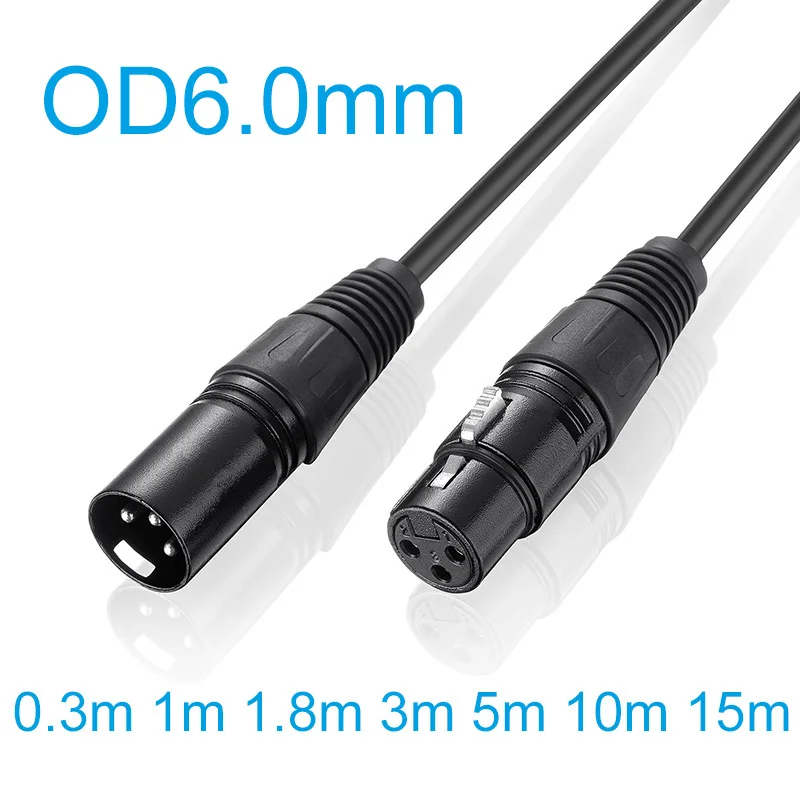 3 PIN 5Pin Connector XLR Cable Male to Female M/F OFC Audio Wire Shielded For Microphone Mixer DMX Cable 0.3m 1m 3m 5m 10m 15m