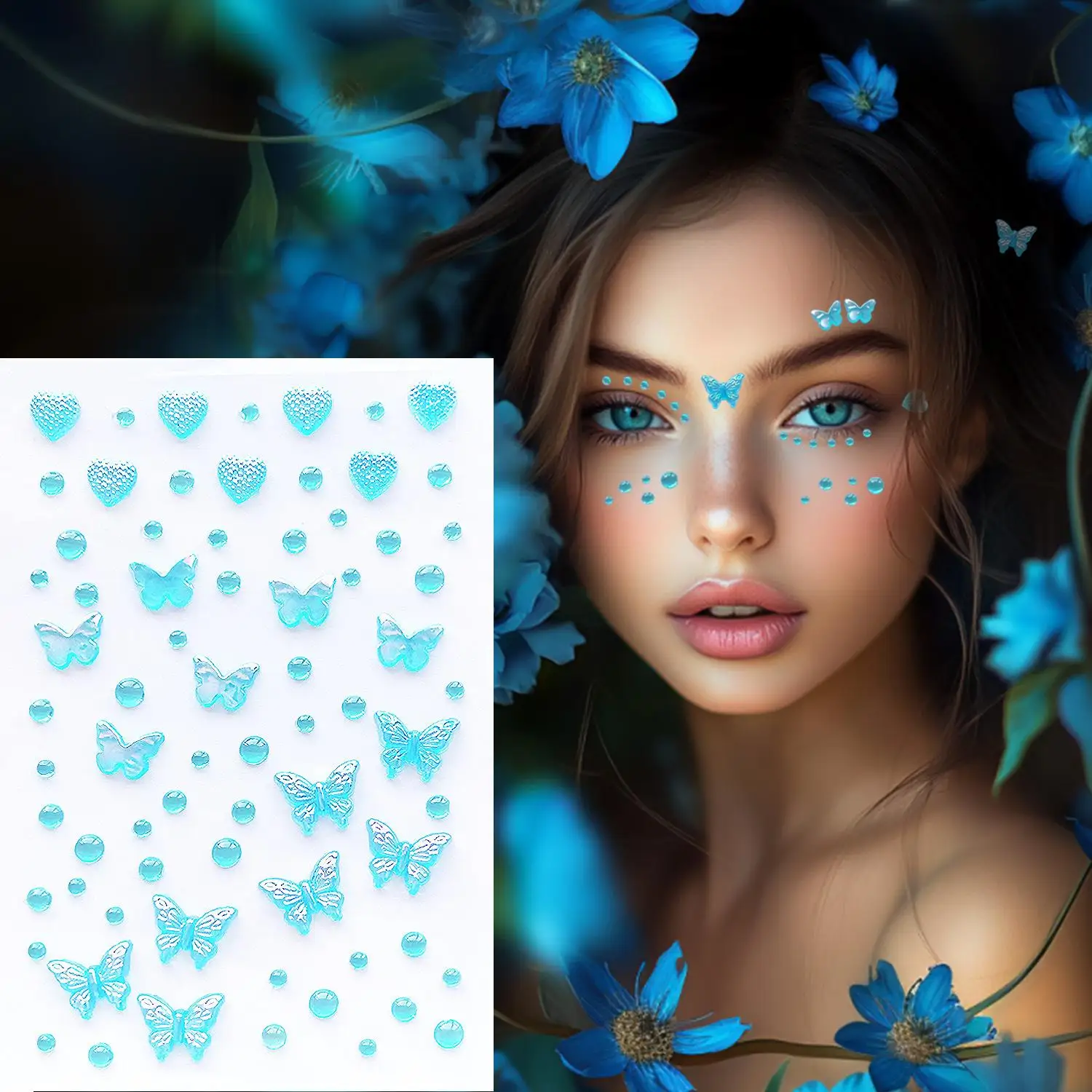 3D Acrylic Diamond Stickers Butterfly Crystal Patch for Stage Makeup