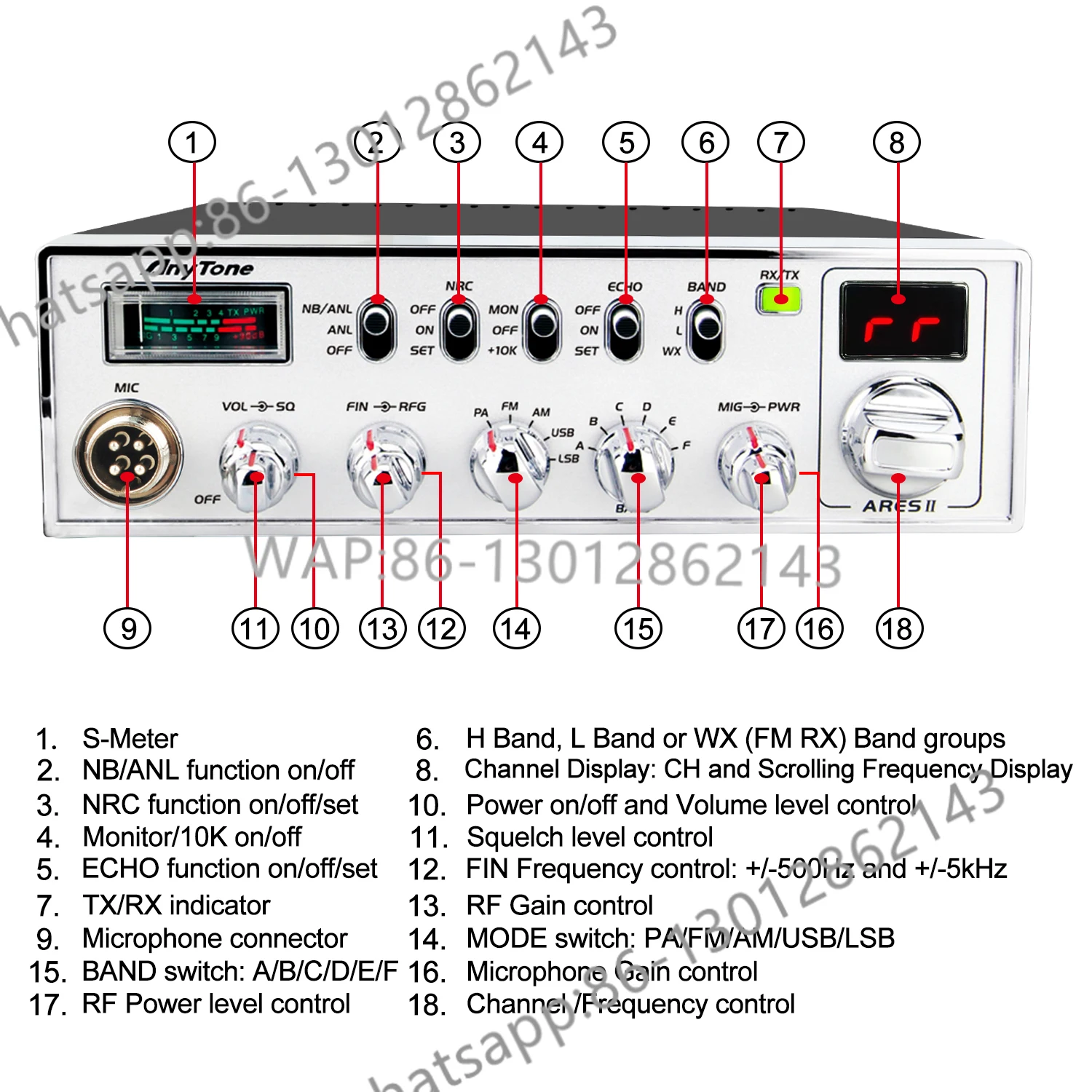 Anytone ARES II 10 Meter CB Walkie Talkie SSB Citizen Band 28.000-29.695MHz AM/FM/USB/LSB/PA 40W VOX NB/ANL CB Radio view 5