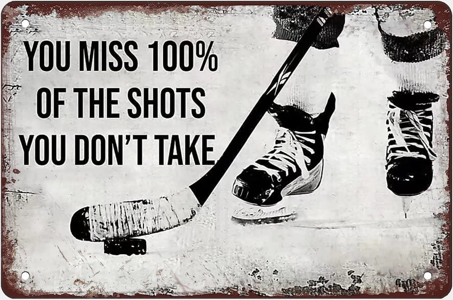 Aluminium Metal Tin Sign Wall Art Ice Hockey Club Decor You Miss 100% Of The Shots Don;T Take Funny Home Cave Garage Bar Decorat