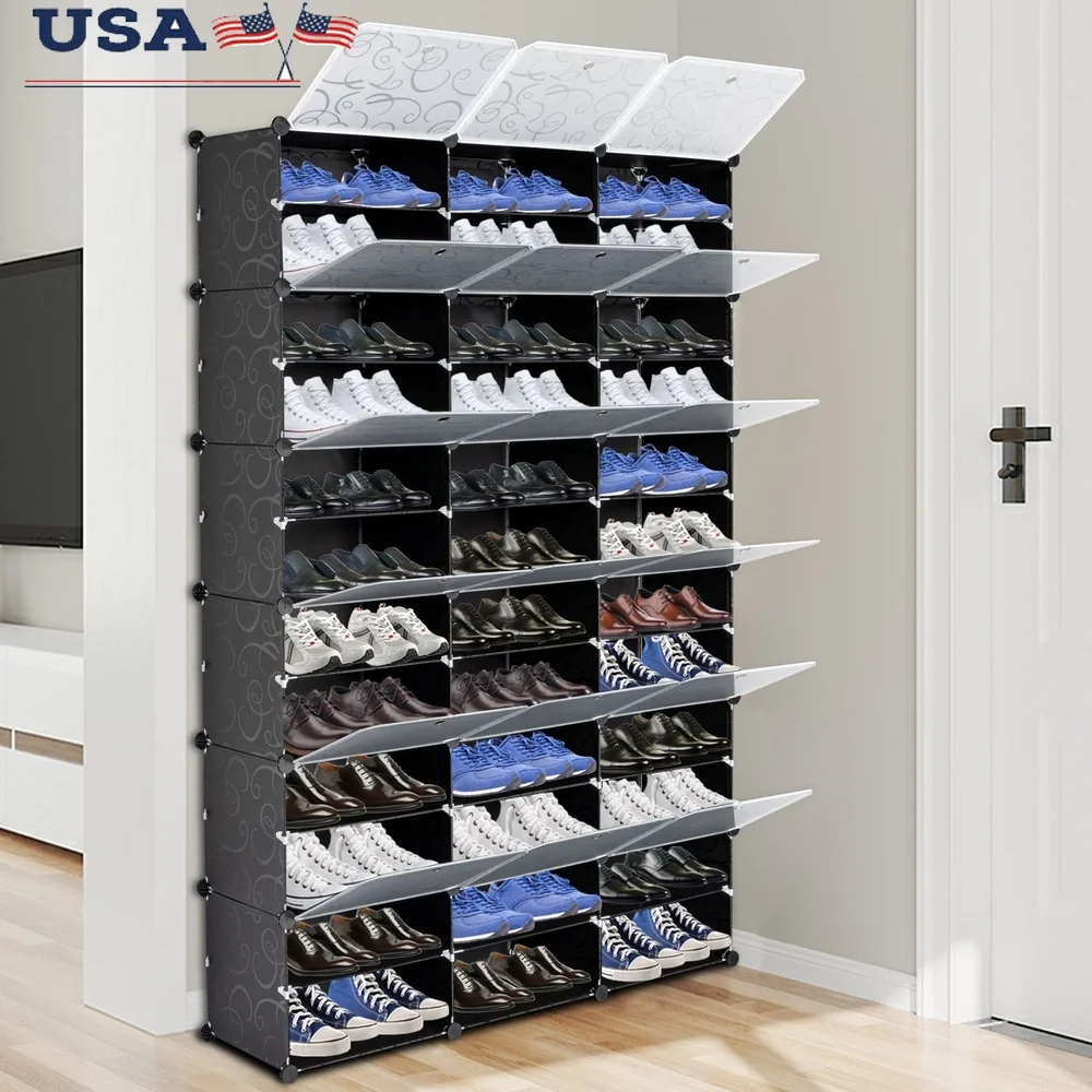 

12-Tier Modular Cube Storage Organizer Customizable Shoe Rack Multi-Purpose Tower Shelf Sturdy Eco-Friendly Design Ideal Bedroom
