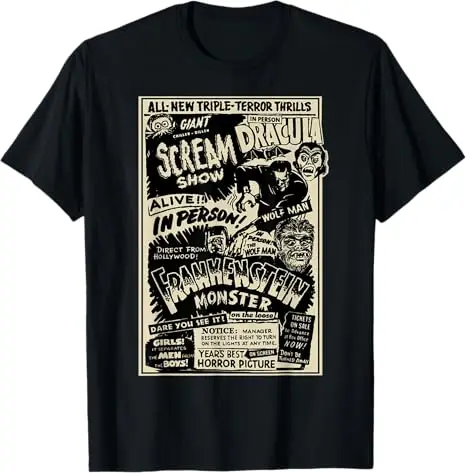 Horrorfilm-Monster Mumiendrache Dracula Werwolf Frankenstein T-Shirt Y2k Art Vintage Horror-Film-Fans Grafik-Bekleidung Herrenbekleidung – Detail 13