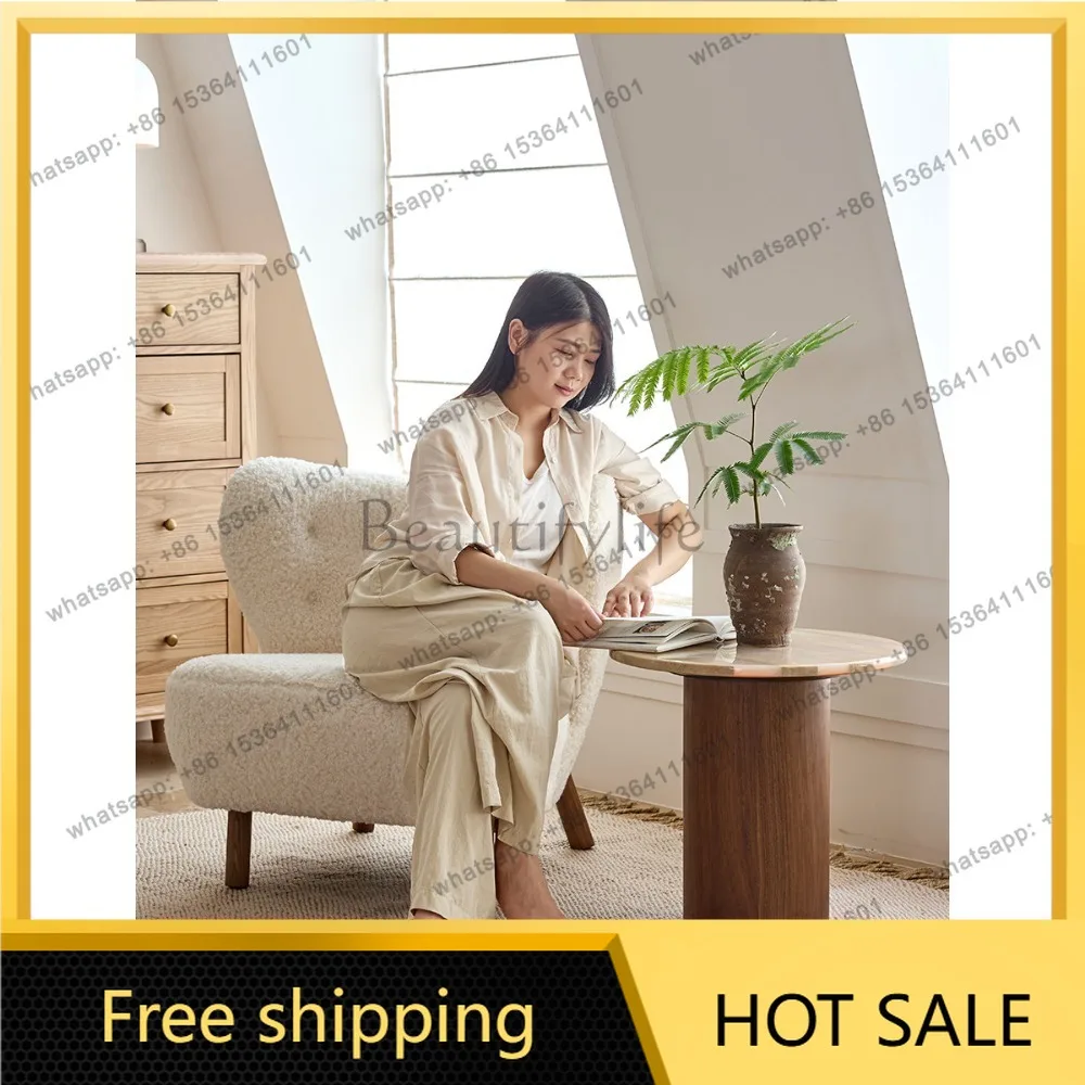 FG Vintage Side Table Vintage Style Solid Wood Natural Marble Coffee Table Combination