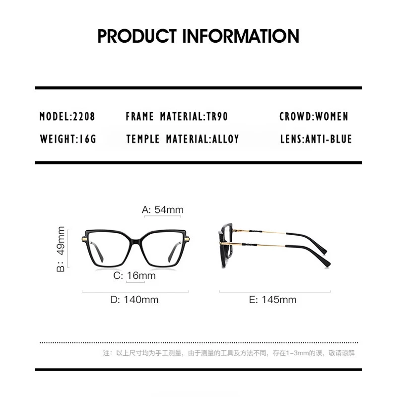 KANSEPT Simple Design Fashionable Large Frame Anti-Blue Light Glasses Women\'s Reading Glasses Customizable Prescription Eyewear