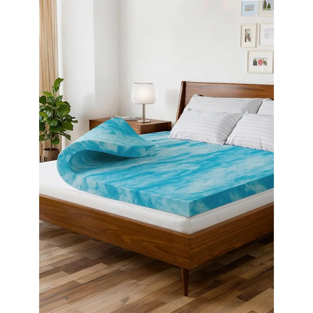 مرتبة إسفنجية ذو ذاكرة فائقة النعومة مقاس كوين - 3 بوصة من إسفنج الذاكرة المطلي بالجل المسامي - مرتبة ذات ملمس تهوية من القطيفة p #1